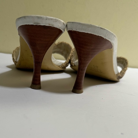 Gucci GG Horsebit Leather Canvas Open Toe Mules Slides Sandals Heels Neutral 36 - Picture 9 of 15